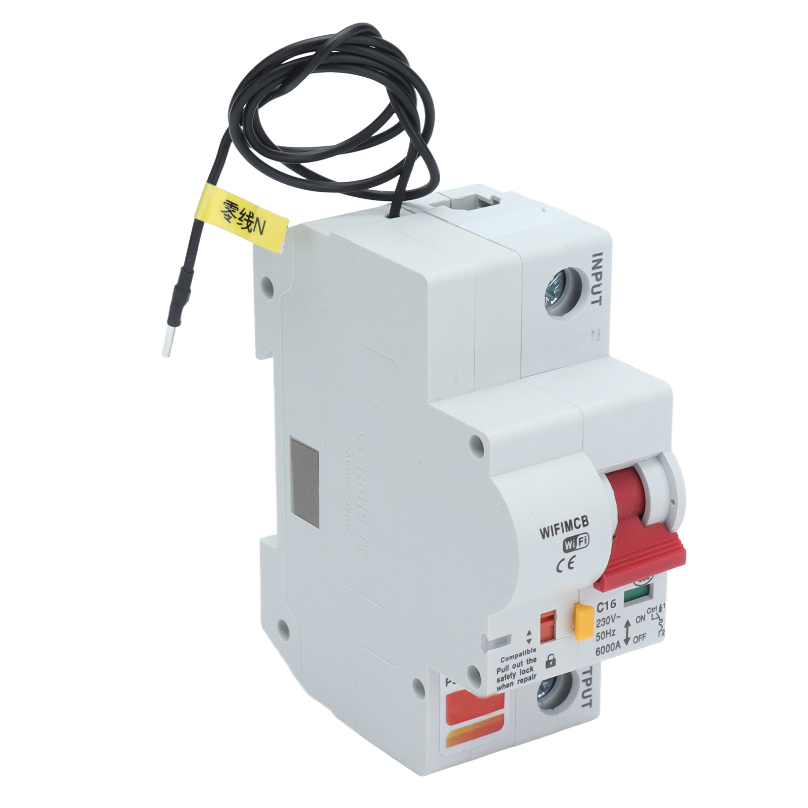 Intelligenter Wlan-leistungsschalter, 1-polig, Bluetooth-fähig, Fernbedienung, Flammhemmendes Gehäuse, 220 V, 16 A