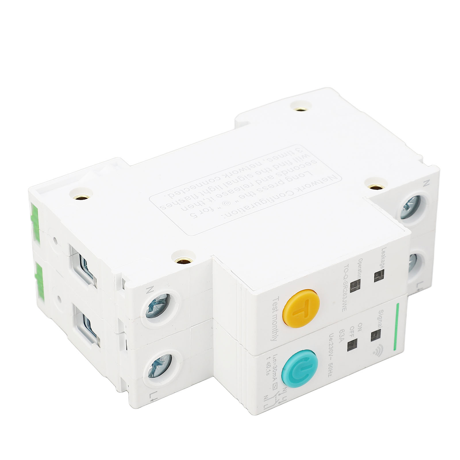 Intelligenter Wlan-leistungsschalter 2-polig, Kleiner Schalter Pa66, 32 A, 230 V, 30 Ma, Fehlerstromschutzschalter