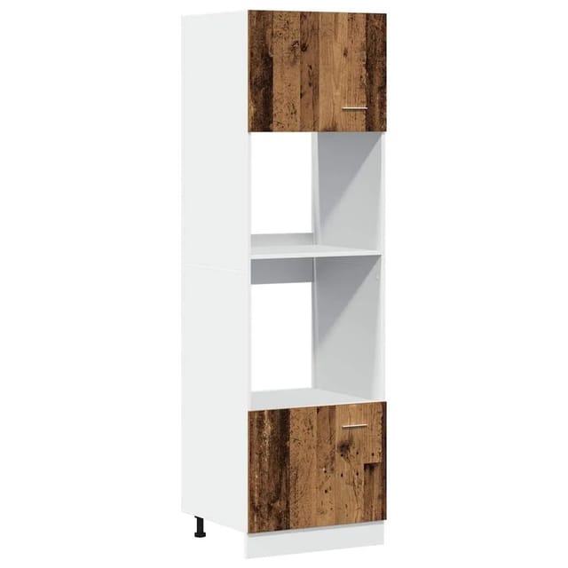 vidaXL Mikrowellenschrank Lyon Altholz-Optik 60x57x207 cm Holzwerkstoff 856128