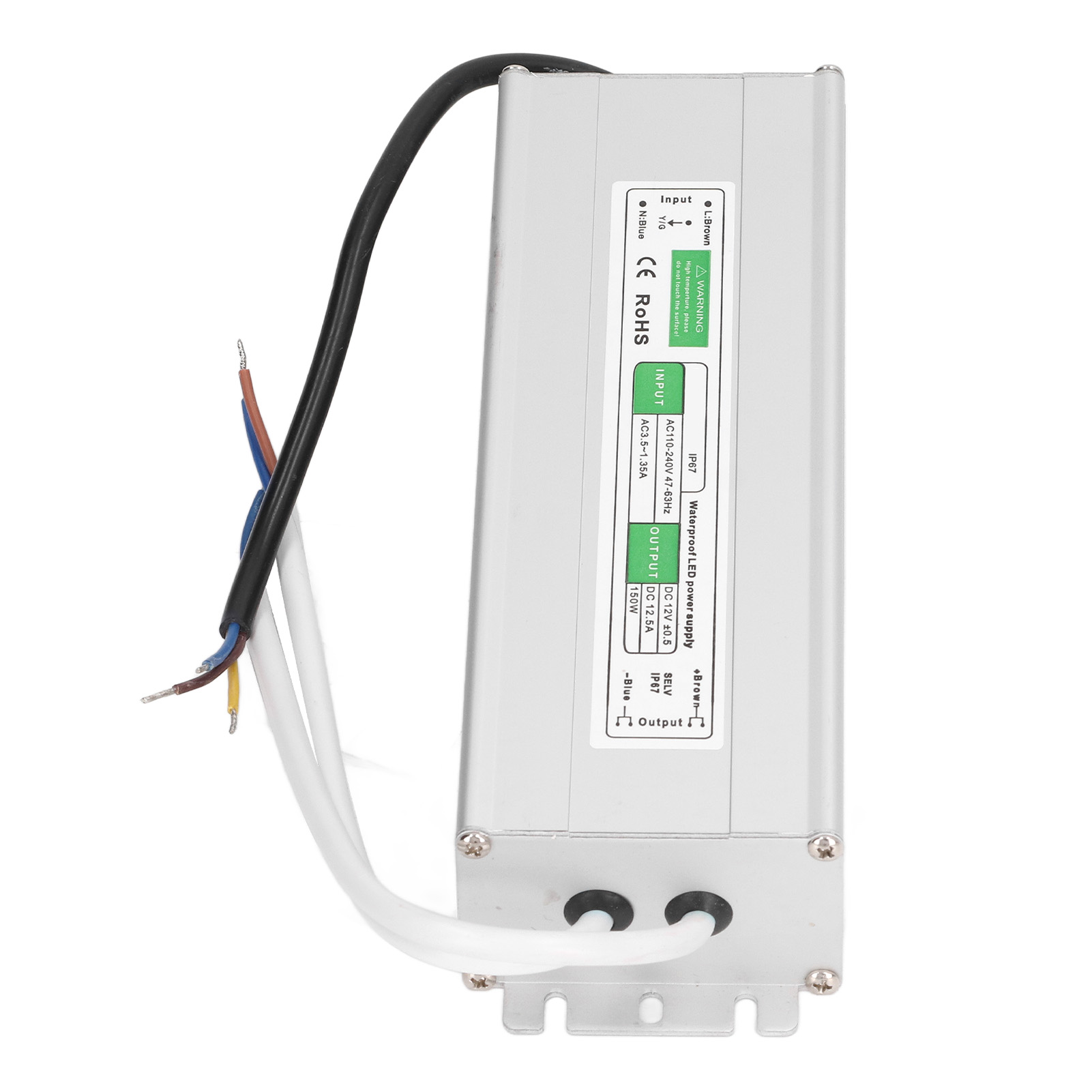 Led-leistungstransformator Ip67 Wasserdicht, Kurzschlussschutz, Led-treiber Ac 110–240 V, 150 W, 12 V