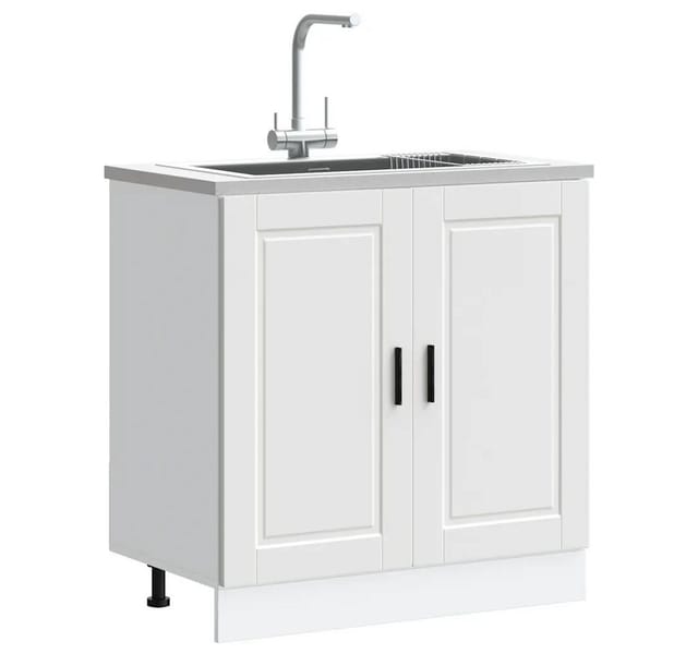 vidaXL Spülenunterschrank Porto Weiß 80x46x81,5 cm Holzwerkstoff 853927