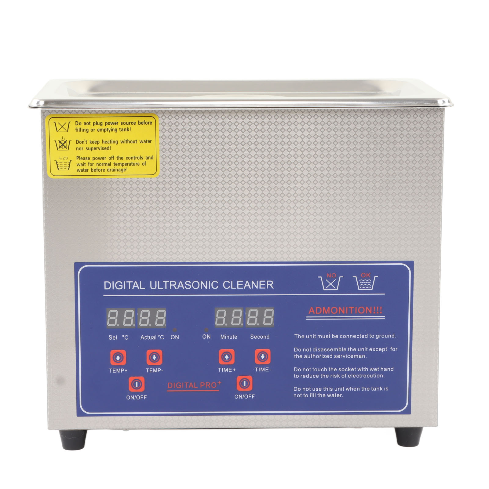Ultraschallreiniger, 40 Khz, 3200 Ml Fassungsvermögen, Geräuscharm, Mit Heizfunktion, Timer, Eu-stecker (200–240 V)
