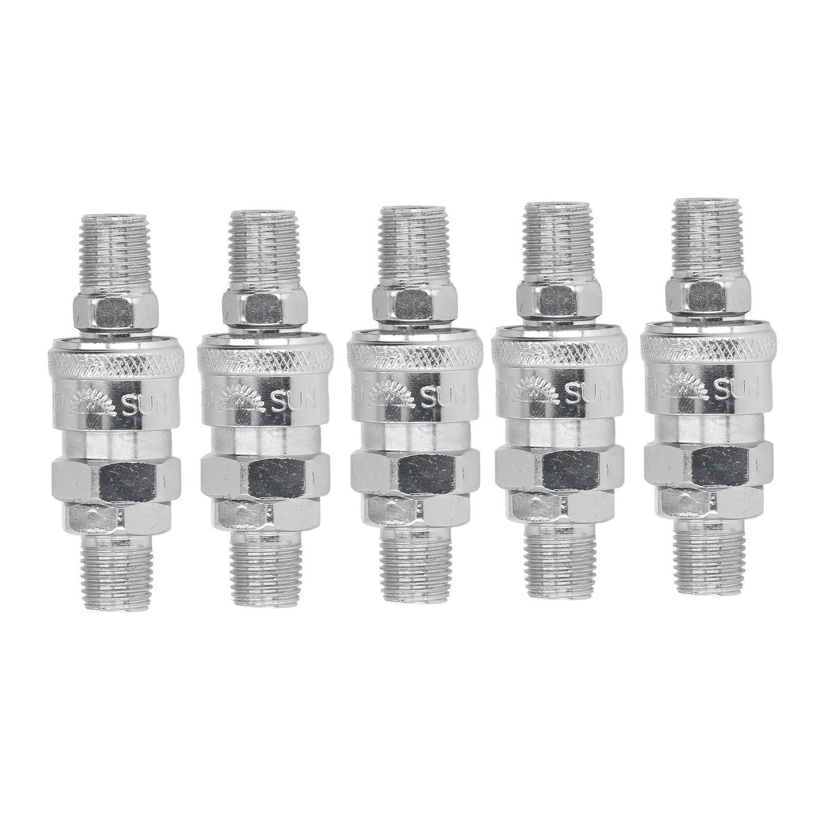 5 Sets Luftkupplungen, Vernickelte Edelstahl-pneumatik-schnellkupplungen Und Stecker-set (1/4 Außengewinde (sm+pm-20))