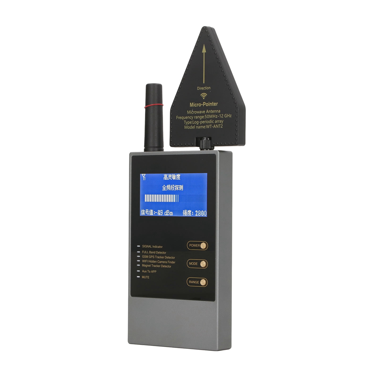 Drahtloser Signaldetektor 50 Mhz Bis 8 Ghz, Maximale Reichweite 10 M, Led-anzeige, Kamera- Und Abhörgerätefinder