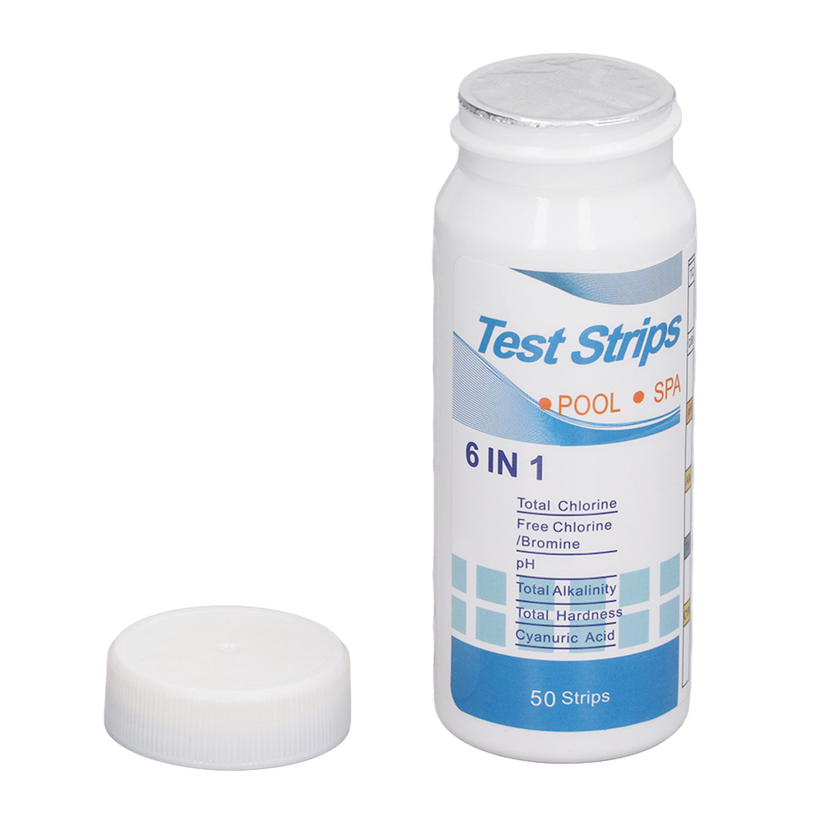100 Stück Ph-teststreifen 6 In 1 Ph-wert, Chlor, Härte, Alkalität, Cyanursäure-testpapier Für Pool Und Spa