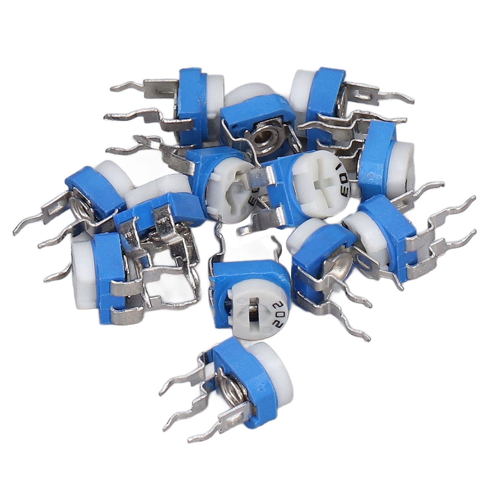 65 Stück Potentiometer 100 Ω Bis 1 Mω Horizontale Weiße Blaue Variable Widerstände Für Haushaltsgeräte Und Elektronische Sicherheitstechnik