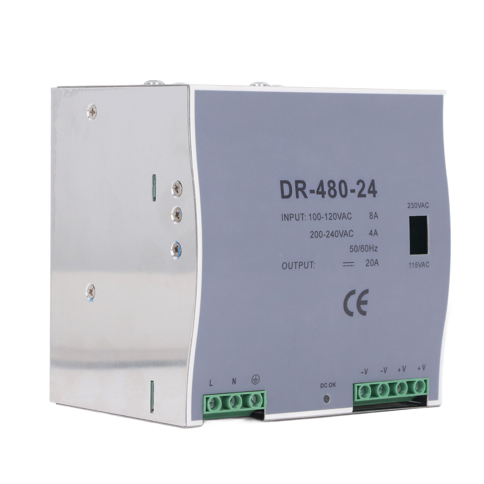 480-w-wechselstrom-/gleichstrom-netzteil Mit Einem Ausgang, Din-schienenmontage, Gleichstrom-schaltnetzteil, 100–120 V Ac, 200–240 V Ac, 24 V