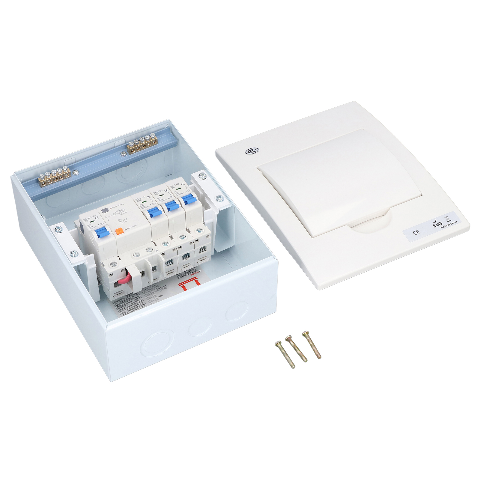3-wege-230-v-innenverteilerkasten Nach Britischem Standard, 3 Mcb (b6a+b16a+b32a) + Rcd (63a 1p+n) B-leistungsschalter