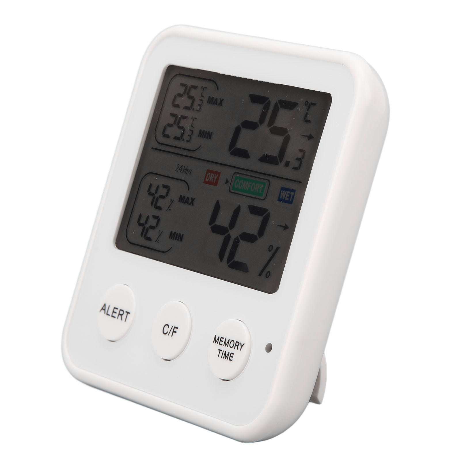Digitales Lcd-display-thermometer/hygrometer Mit Temperatur- Und Feuchtigkeitsanzeige, Weiß