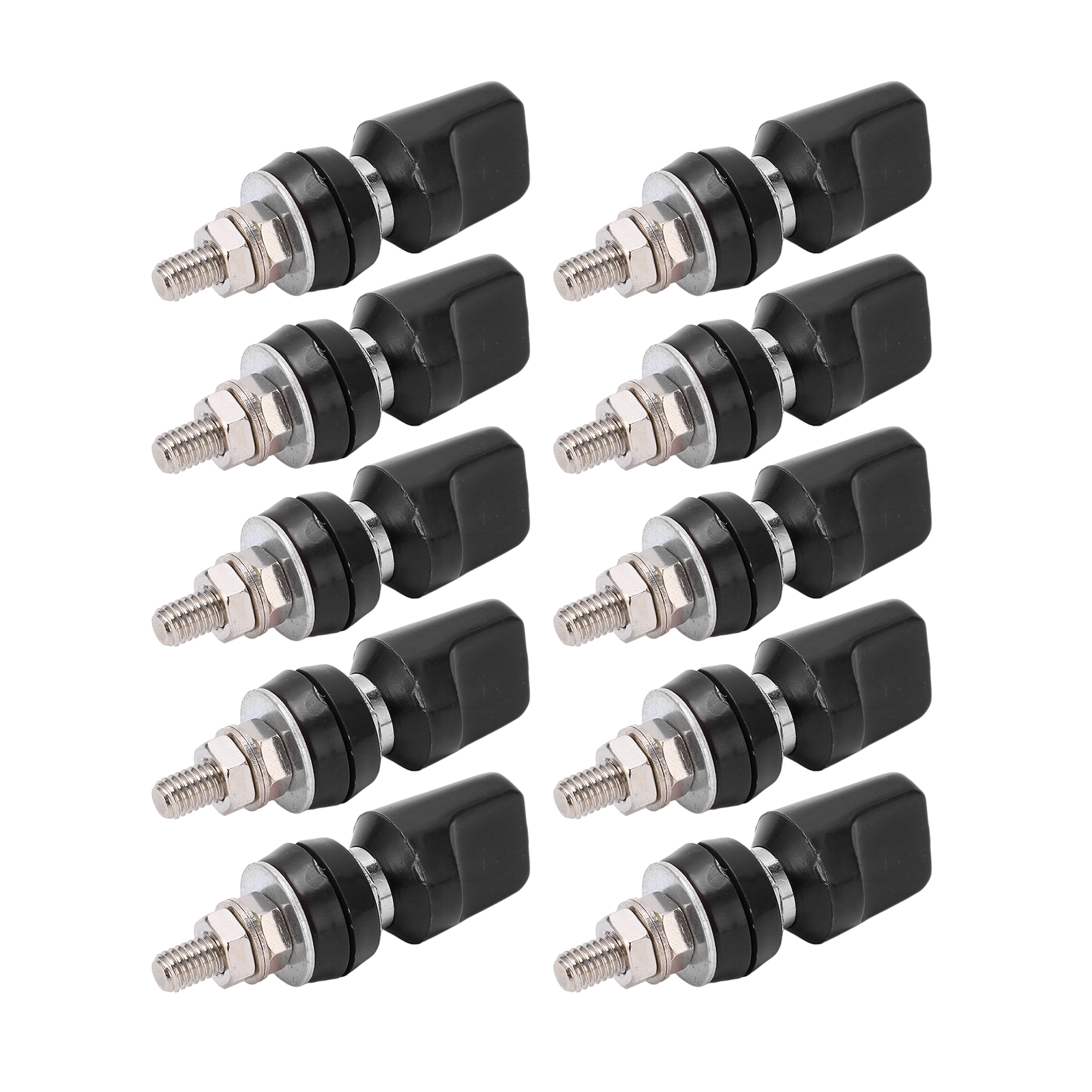 J.50019 (1) Stromanschlussklemme M6 100a, Vernickelte Messing-anschlussklemmen Mit 4-mm-bananenstecker, Schwarz