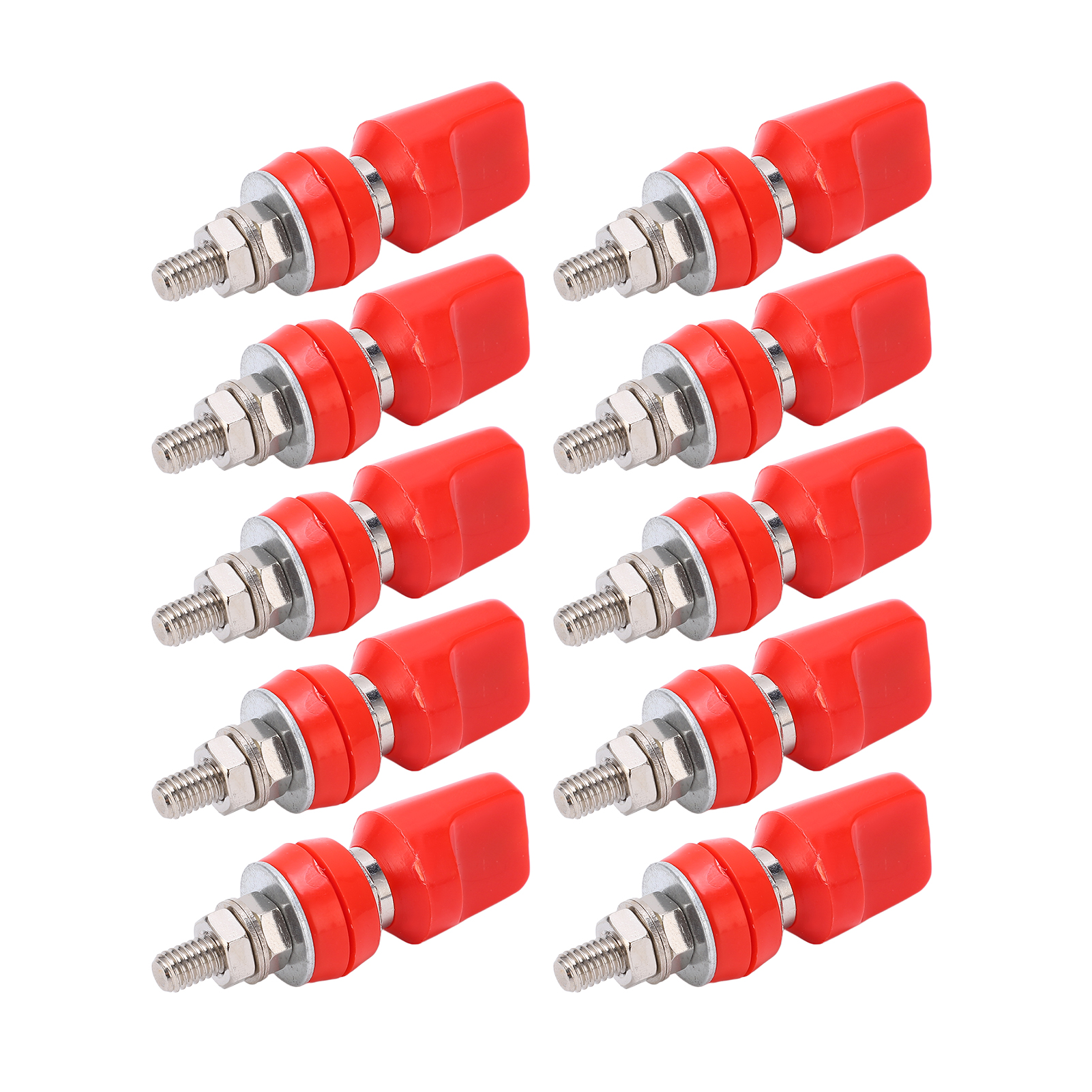 J.50019 (1) Stromanschlussklemme M6 100a, Vernickelte Messing-anschlussklemmen Mit 4-mm-bananenstecker, Rot