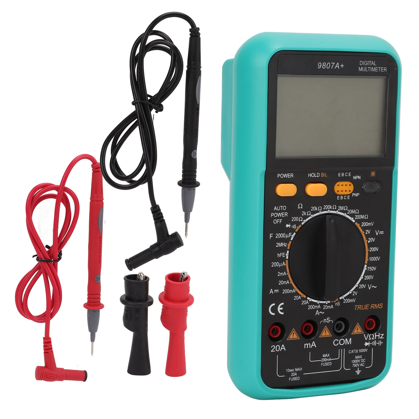9807a+ Digitales Handmultimeter Mit Akustischem Und Optischem Alarm, Spannungs- Und Stromprüfer Für Elektriker