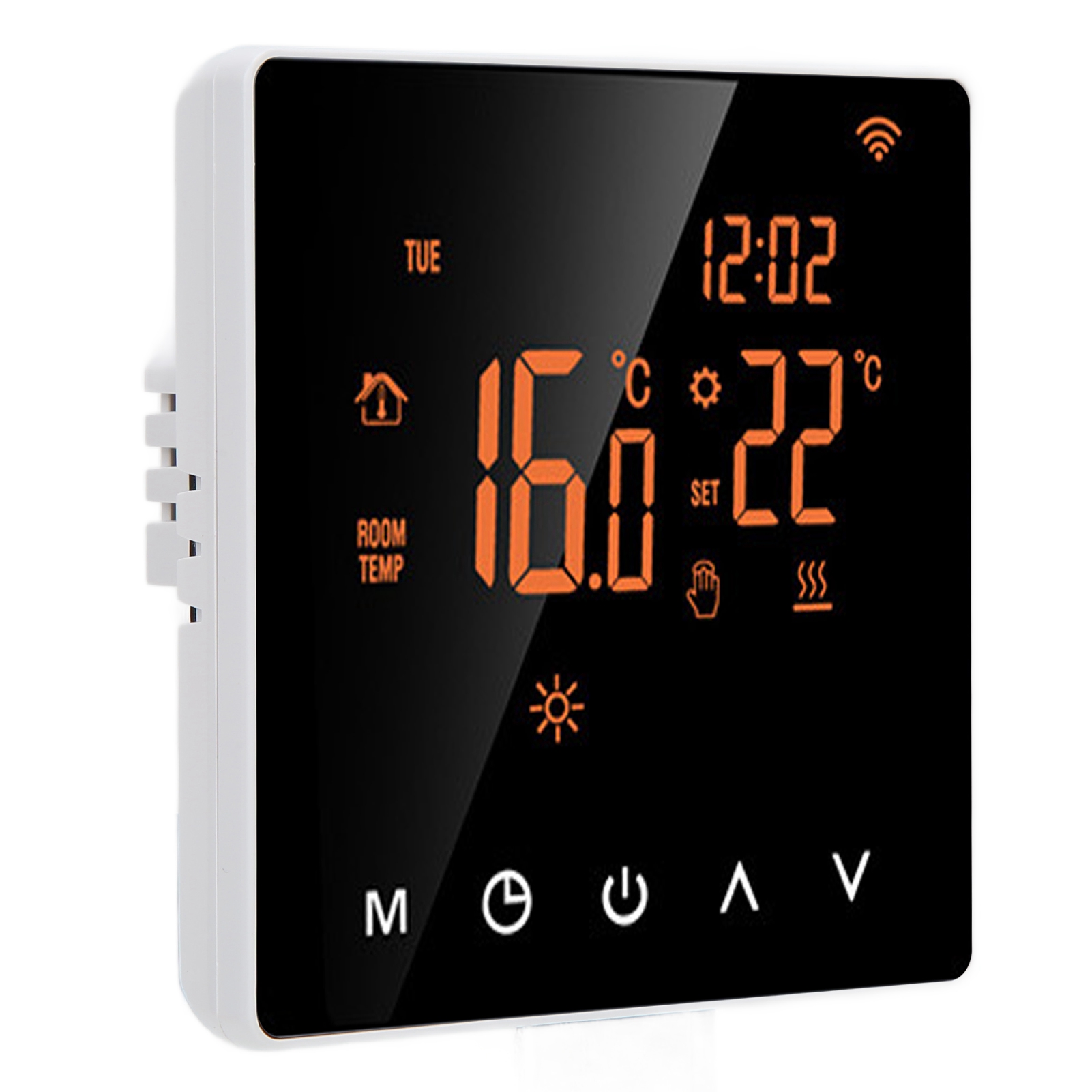 Me81h Intelligenter Wlan-lcd-thermostat Für Fußbodenheizung, Wandboiler Und Elektrische Fußbodenheizung (z. B. Tuya Ac230v), Orangefarbener Hintergrund, Weiße Tasten, 16 A