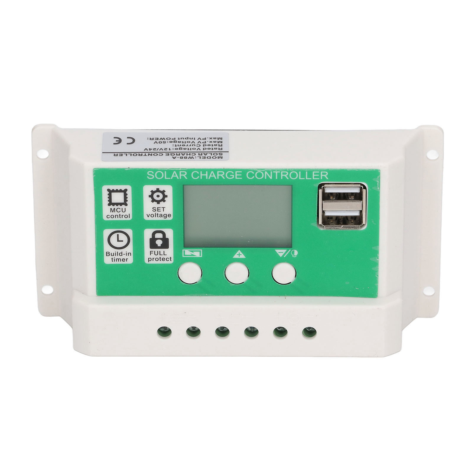 Pwm-solarladeregler Mit Automatischer Erkennung, Zwei Usb-anschlüssen Und Pv-kabel Für Den Heimgebrauch (24 V, 12 V, 10 A)