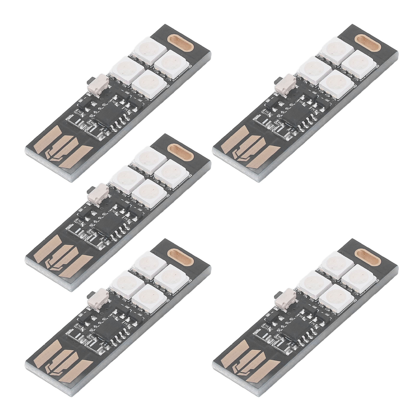 5er-pack Superdünne Usb-tischlampe Mit 7 Rgb-farben, 4 Leds, Nachtlicht, 5 V, Dc