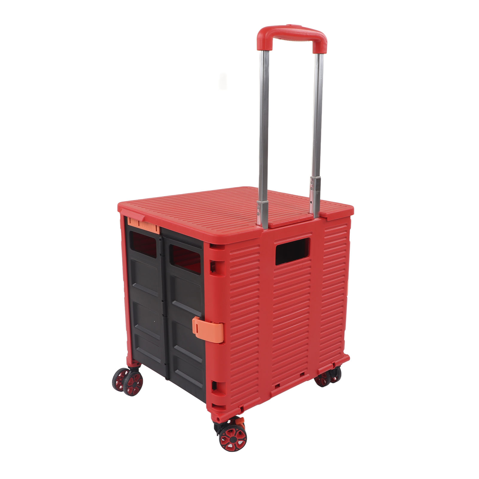 Faltbarer Transportwagen 55 L, 80 Kg, Ausziehbare Teleskopstange Mit Kugellager, Leise Universalräder, Tragbarer Rollwagen Mit Bremse