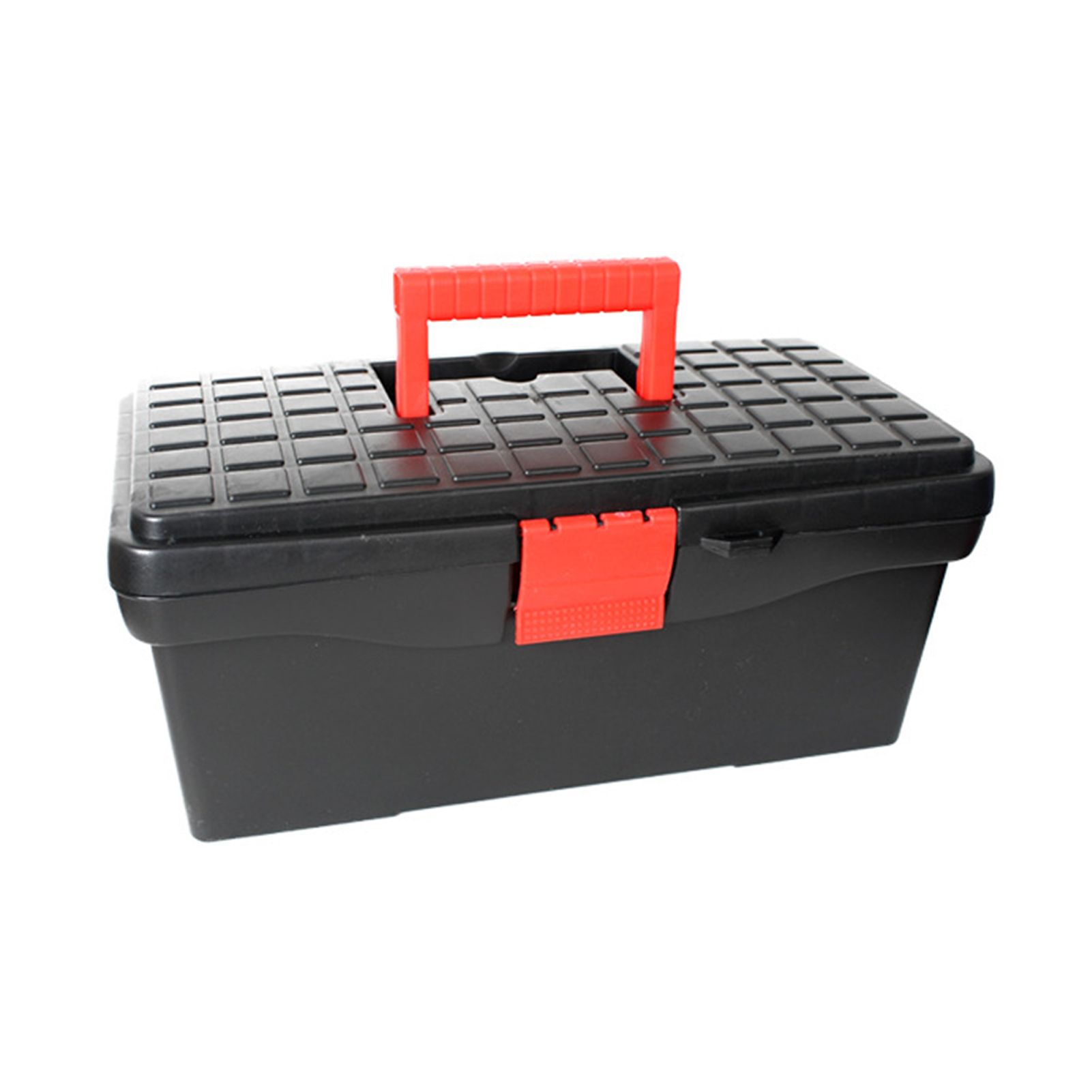2-lagiger Werkzeugkasten, Tragbar, Für Elektriker, Haushaltswerkzeuge, Aufbewahrung, Kunststoff-organizer, 36,5 X 18,5 X 17,5 Cm (14 Zoll), Schwarz, Mit Schnalle