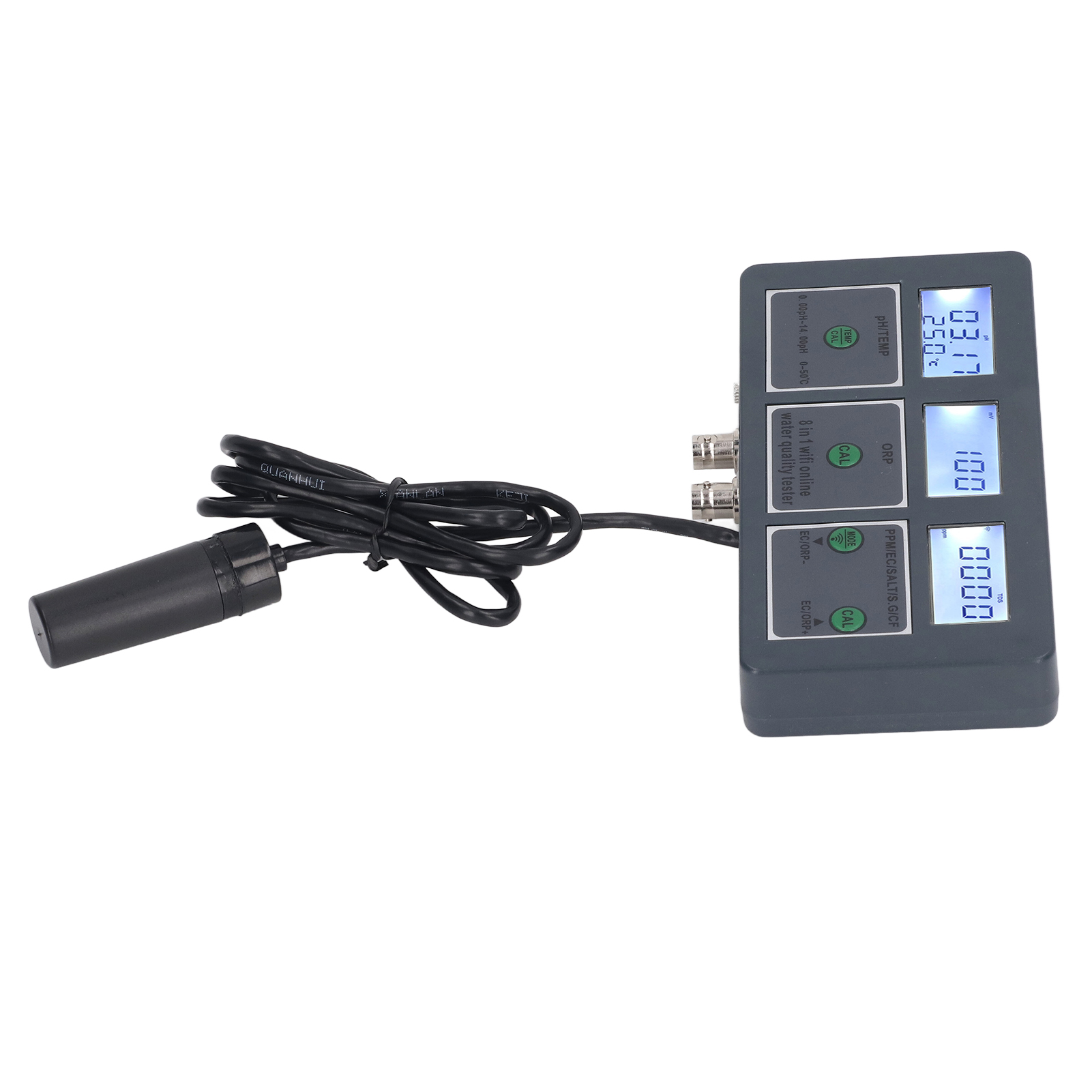 Multiparameter-wasserqualitätstester: Sg, Ph, Ec, Salz, Orp, Tds, Cf, Temperatur (8-in-1), Wiederaufladbar, Online-überwachung Für Aquarien, Eu-stecker, 230 V