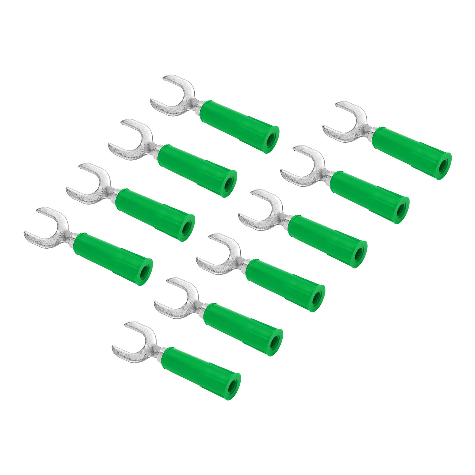10 Stück Gabel- Und Bananenstecker, Messing, Pvc-optik, 4 Mm Bohrung, 8 Mm U-förmiger Stecker, Grün