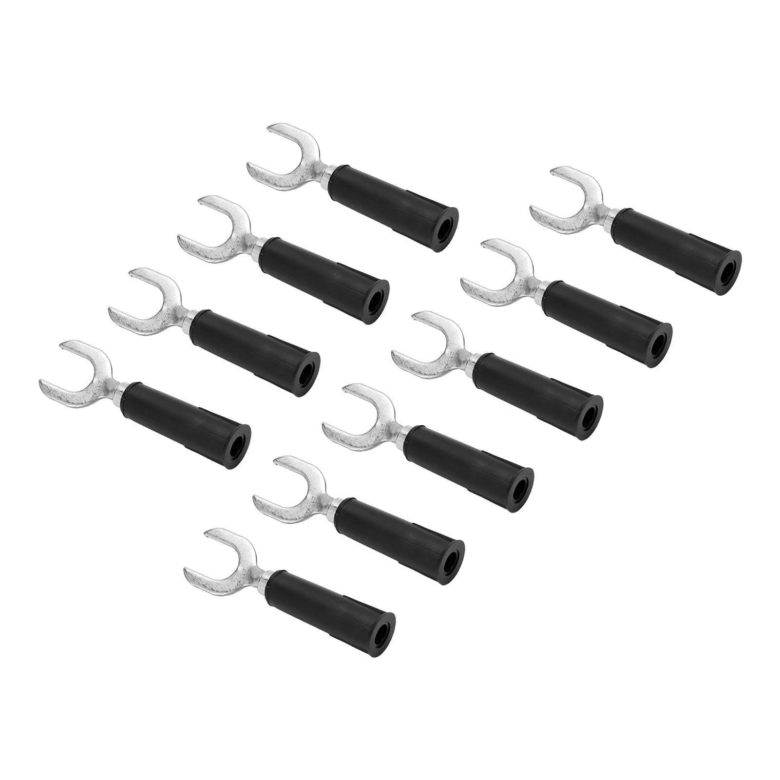 10 Stück Gabel- Und Bananenstecker, Messing, Pvc-optik, 4 Mm Bohrung, 8 Mm U-förmiger Stecker, Schwarz