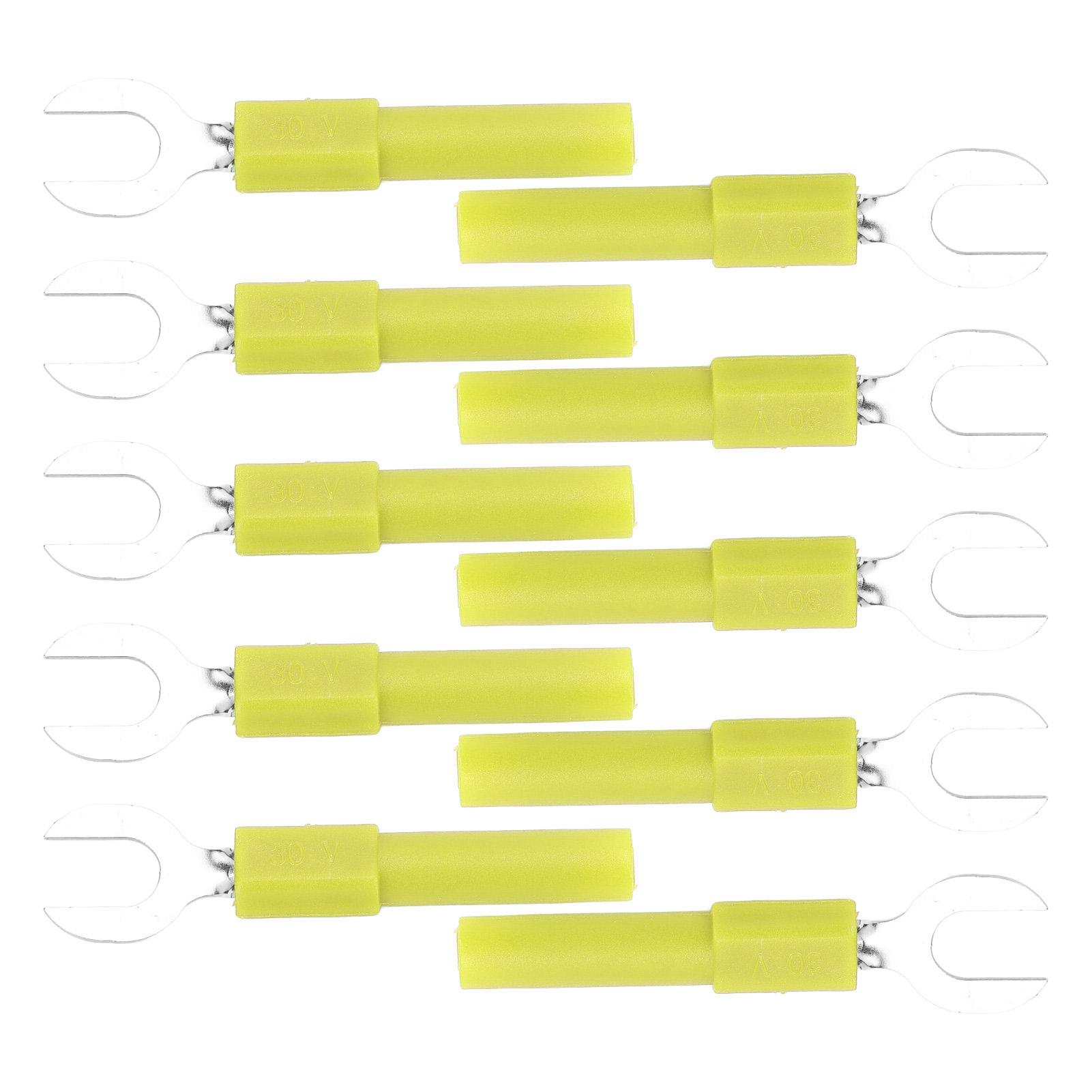 10 Stück Gabelkabelschuhe Aus Messing, 6 Mm/0,2 Zoll, Y-typ, 4 Mm/0,2 Zoll Loch, Bananenstecker, 30 V Ac – 60 V Dc (max.). 10ay Gelb