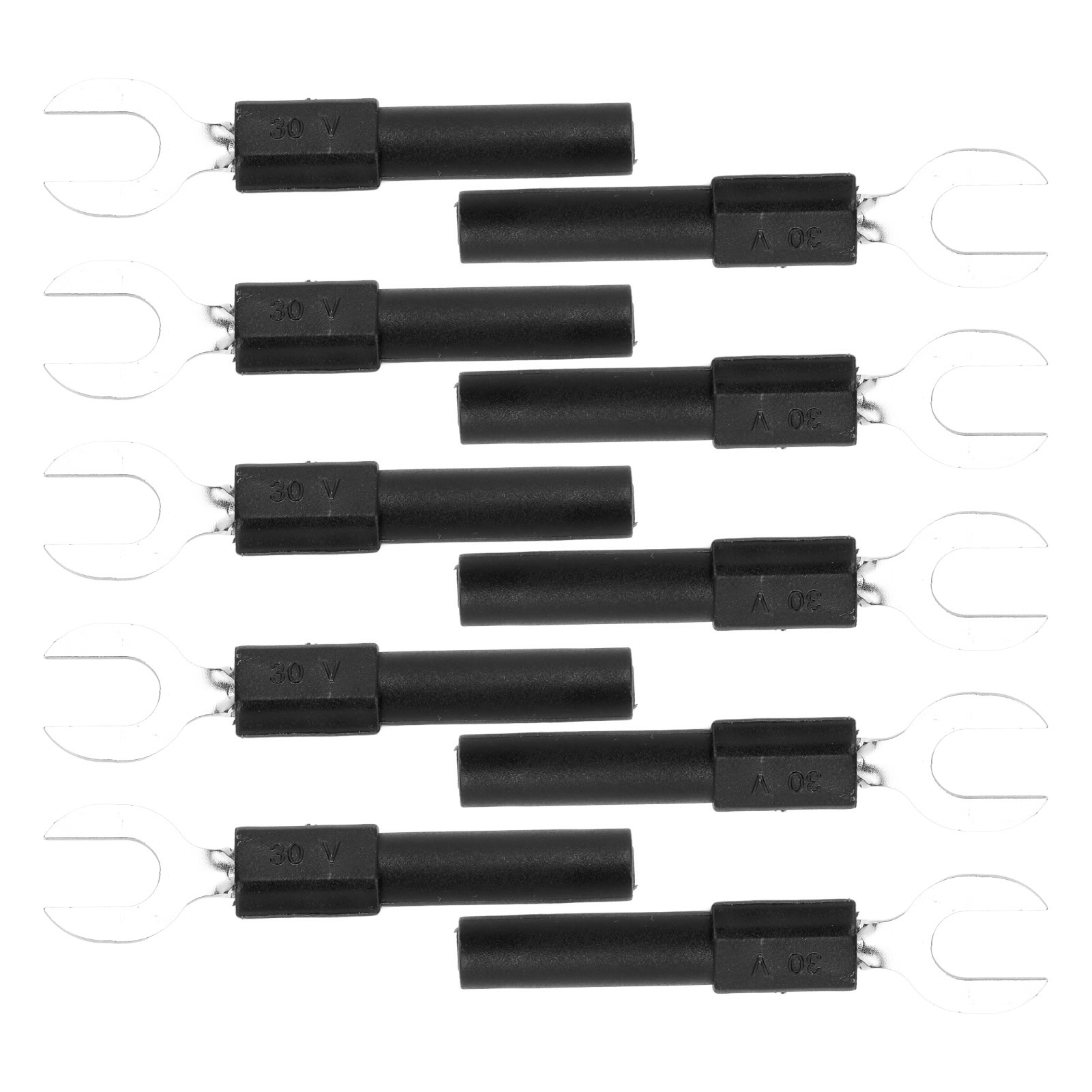 10 Stück Gabelkabelschuhe Aus Messing, 6 Mm Y-form, 4 Mm Bananenstecker, 30–60 V Ac, Max. 10 A, Schwarz