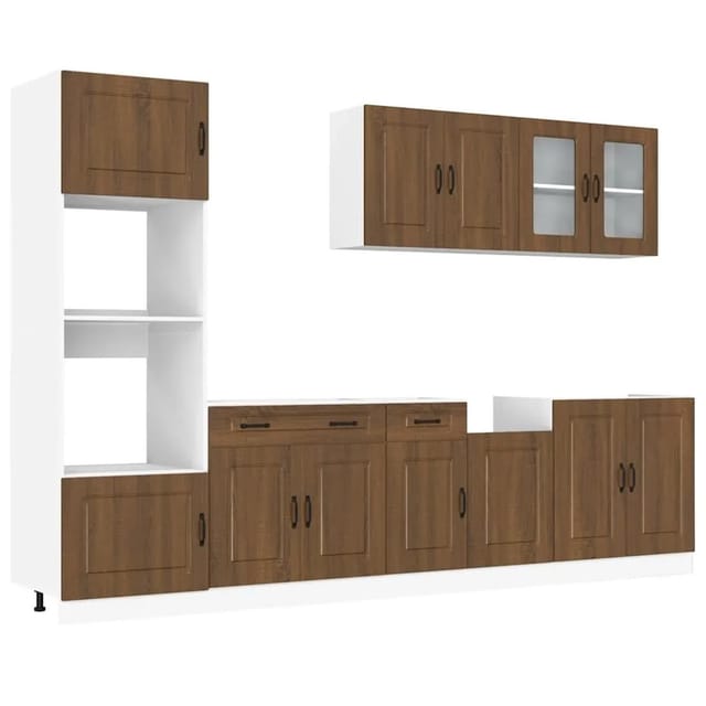 vidaXL 7 Tlg Küchenschrank-Set Kalmar Braun Eichen-Optik Holzwerkstoff 3314738