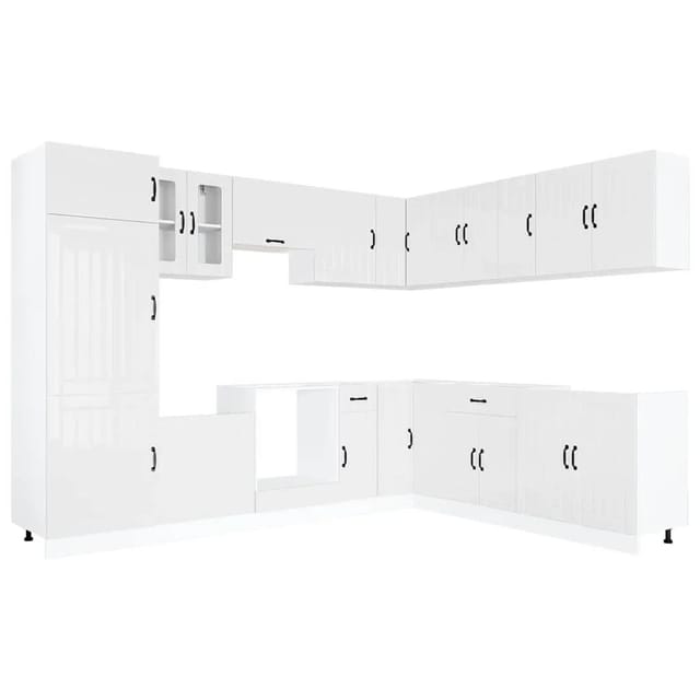 vidaXL 14 Tlg Küchenschrank-Set Lucca Hochglanz-Weiß Holzwerkstoff 3314983