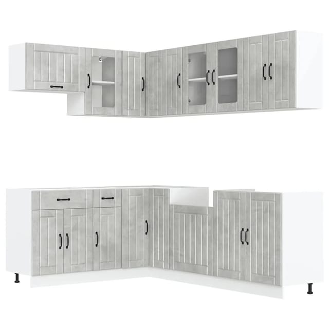 vidaXL 11 Tlg Küchenschrank-Set Lucca Betongrau Holzwerkstoff 3314895