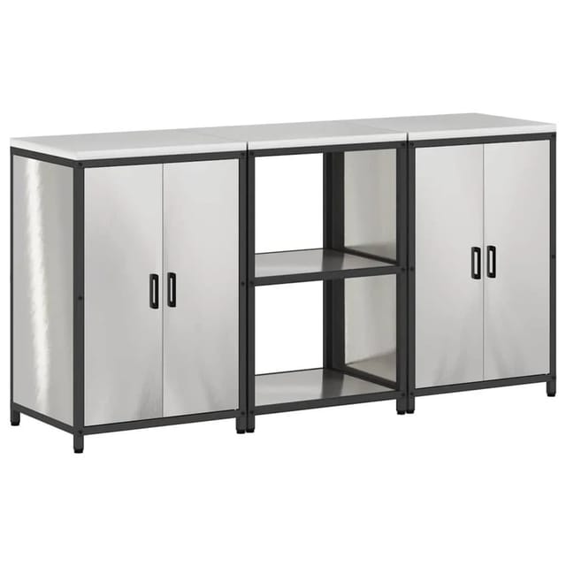 vidaXL Aufbewahrungsset für die Küche mit Regal 3 Stk Silber Edelstahl 3392698
