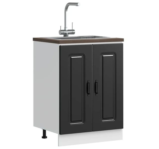 vidaXL Spülenunterschrank Kalmar Schwarz 60x46x81,5 cm Holzwerkstoff 853438