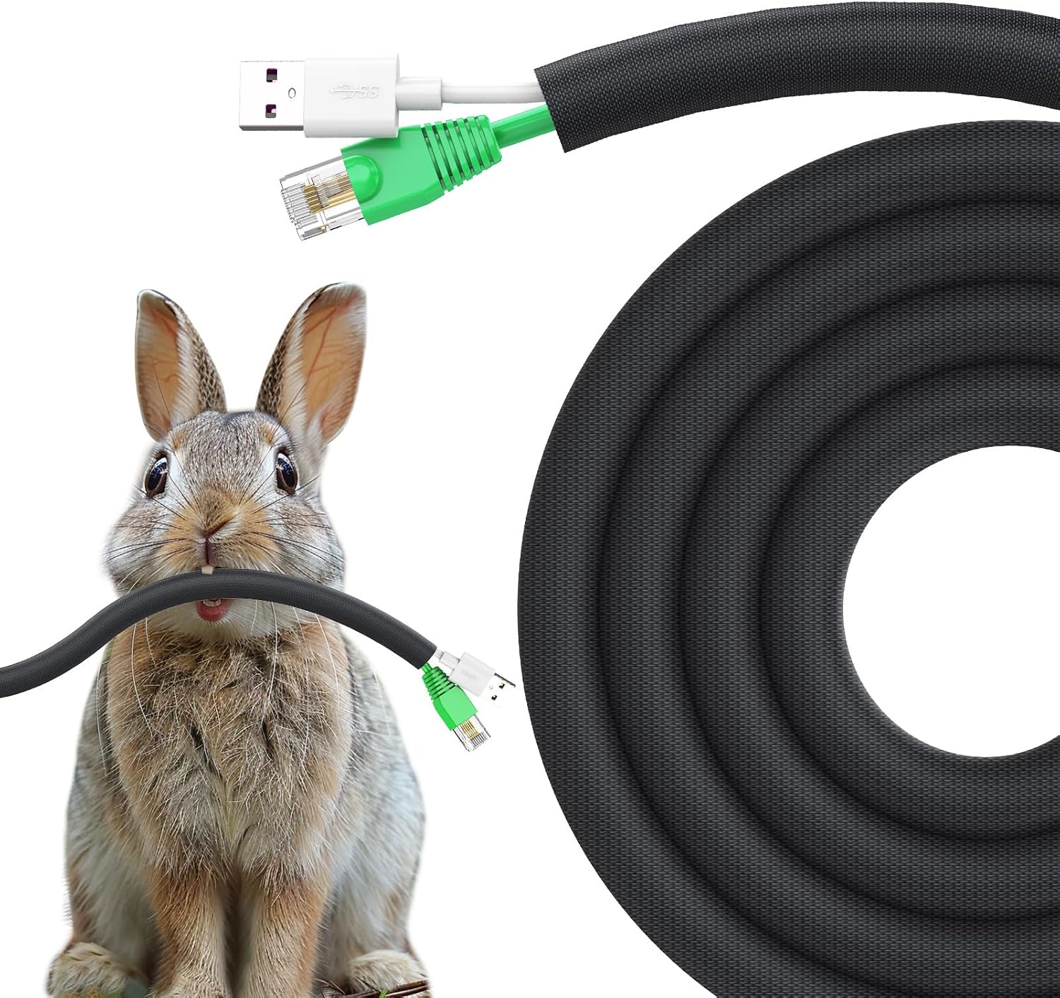 Kabelschutz Für Hunde Und Katzen, 3 Meter – 9,5 Mm Kabelschutzschlauch, Schützt Kabel Vor Haustierkauen, Dehnbarer, Geflochtener Kabelschutzschlauch, Schwarz