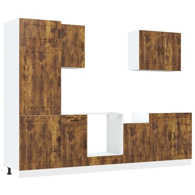 vidaXL 7 Tlg Küchenschrank-Set Kalmar Räuchereiche Holzwerkstoff 3314766