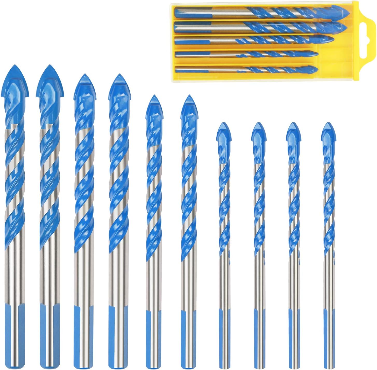 Forets Pocarrelage Verre,10 Pcs Foret Mmatériaux Triangle Porcelaine Forage Métalliques Pocarrelage Verre Marbre Miroir Bois, 6mm/ 8mm/ 10mm/ 12mm