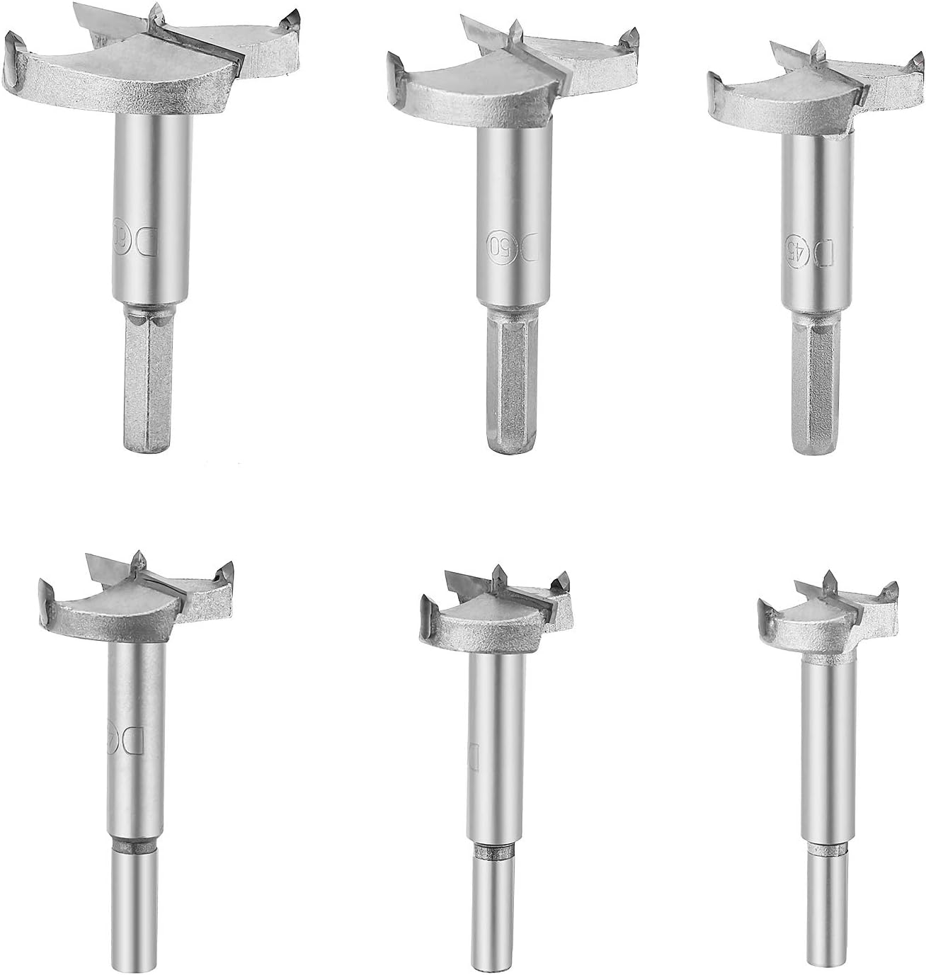 6 Pièces Mèches Bois Forstner, Fraise Bois Carbure Diametre 30/35/40/45/50/60mm, Pour Faconner Trou Travail Du Bois, L'Installation De Portes Sphériques Bois, Tiroirs, Plastique