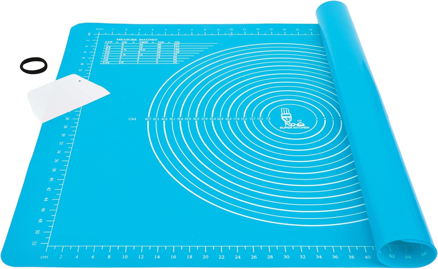 Extra Große Und Dicke Antihaft-silikon-backmatte Mit Teigschaber, Rutschfeste Fondant-rollmatte, Knetbrett-matte, Bpa-frei, Epoxidharz-schmuck-gießform-matte (71x51cm, Blau)
