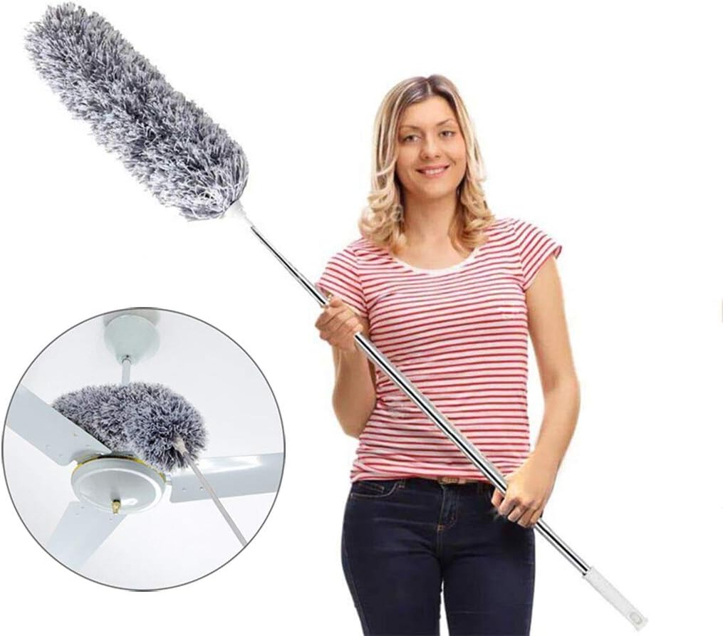 Plume Plume,extensible En Microfibre, Longue Rallonge De Poteau Résistant Aux Rayures, Lavable, Nettoyage Des Ventilateurs Hauts Plafonds, Stores, Toile D'Araignée