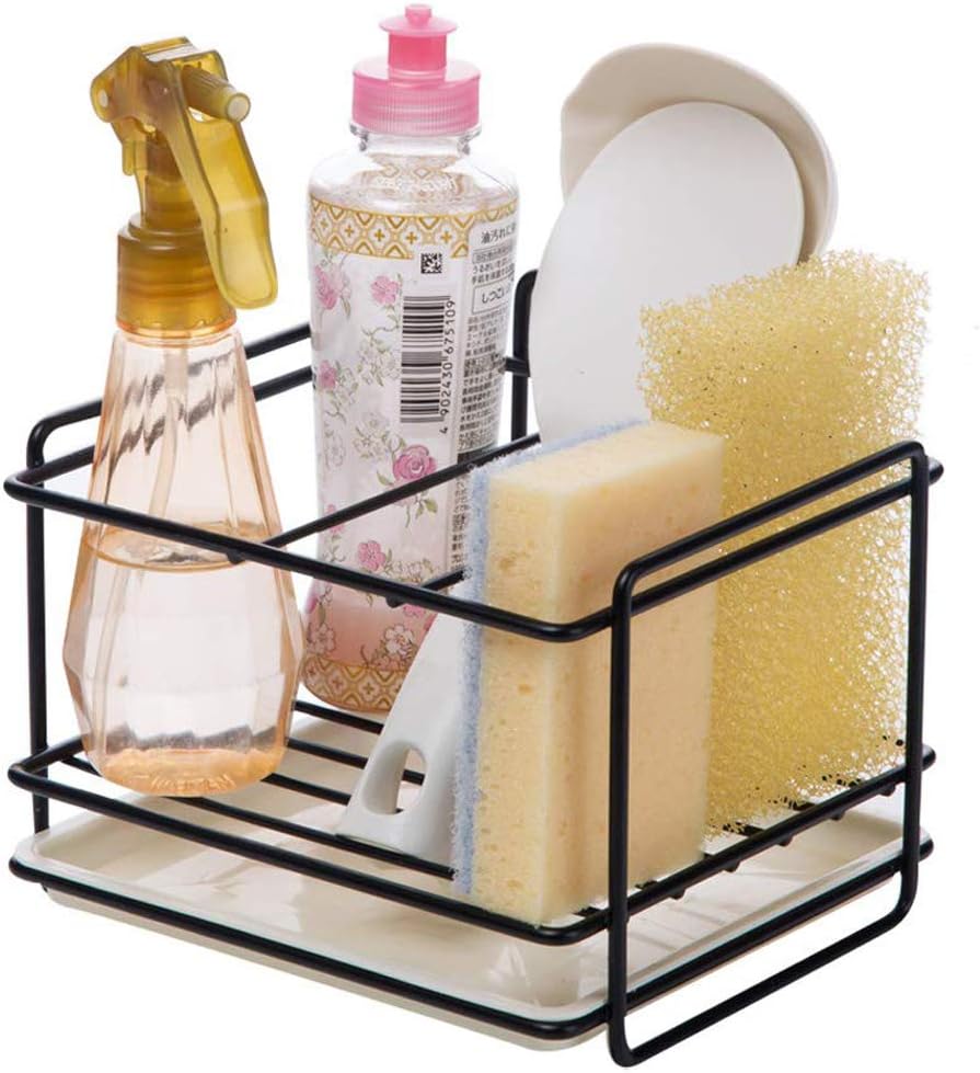 Porte Éponges Cuisine Rangement D'Évier Support D'Éponge En Le Fer Panier Porte-ustensiles Chiffon De Nettoyage Et Pinceaux Support Pour Liquide Vaisselle Range-savon