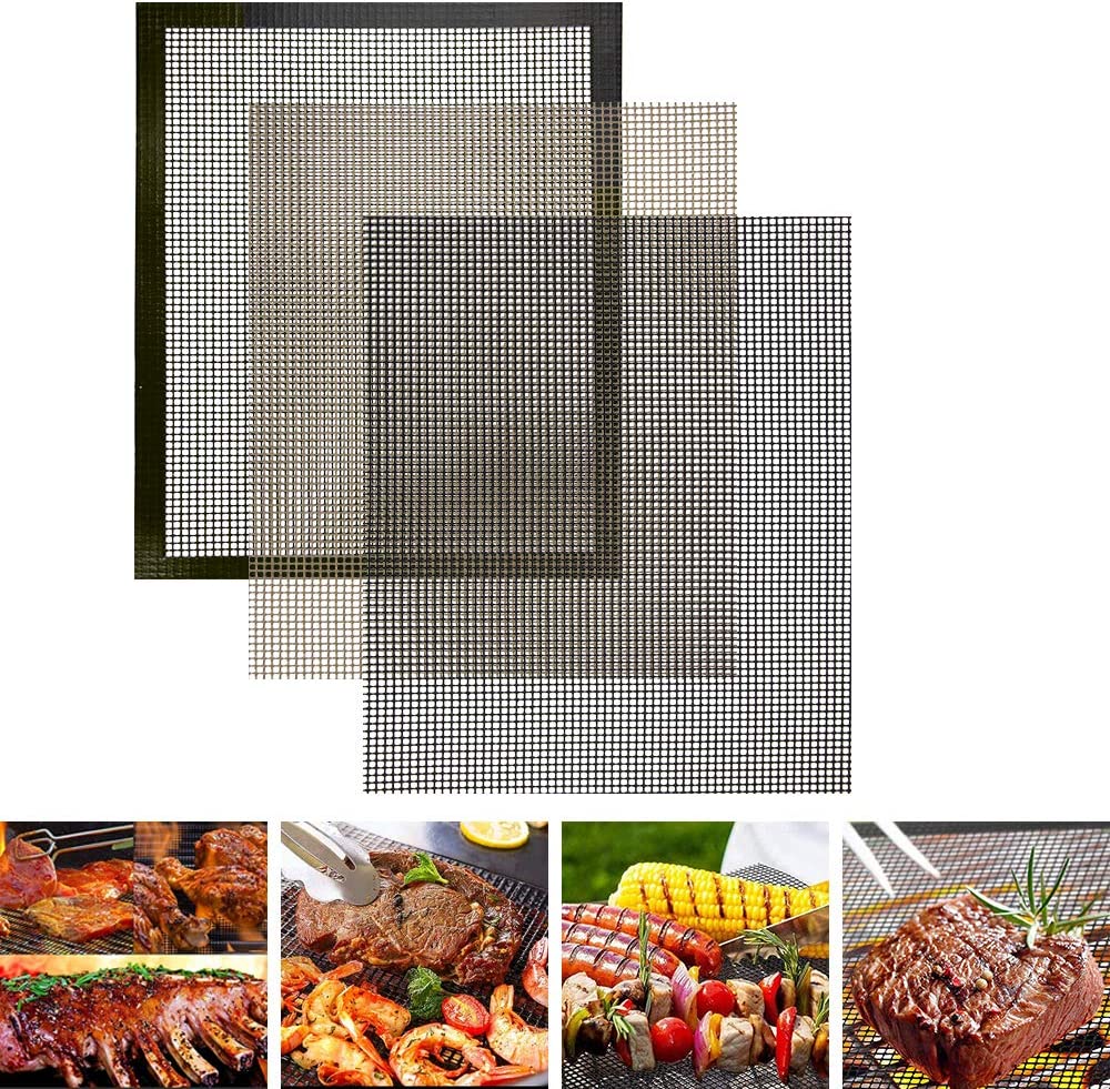 Set De 3 Tapis De Cuisson Barbecue, Anti-adhérent Tapis De Maille De Barbecue, Facile À Nettoyer Réutilisable Tapis De Cuisson, Pour Les Barbecue À Gaz, Charbon Ou Électriques