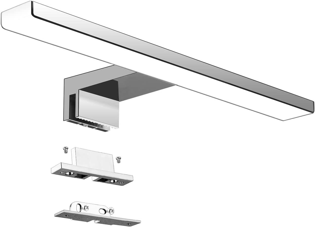 Lampe Miroir Salle De Bain Led 5w 230v 500lm,ip44 Etanche 30cm Pince Luminaire Salle De Bain,blanc Neutre 4000k,pas De Stroboscope Eclairage,acier Inoxydable Anti-buée Ampoule De Miroir,300mm [classe