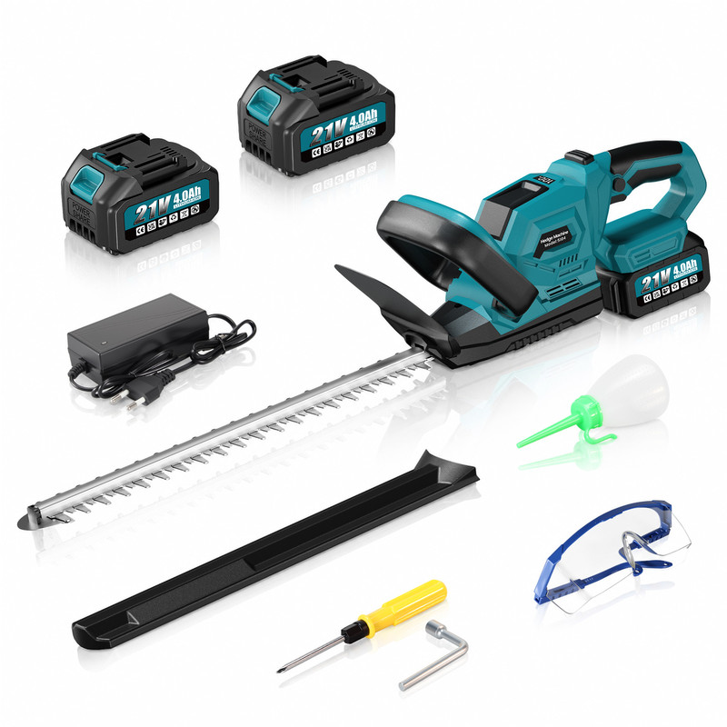 Heckenschere 21v 530mm Akku-heckenschere Für Das Schneiden, 20mm Akku-buschtrimmer Mit 2 X 4.0ah Akku Trimmen Und Stutzen Von Sträuchern