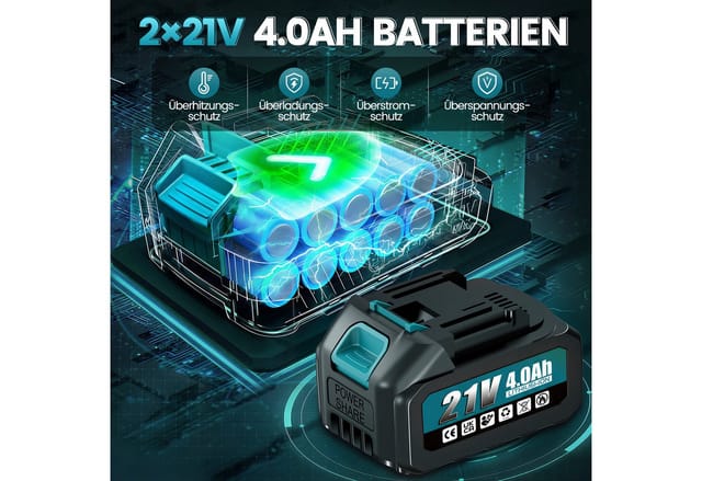 Heckenschere 21v 530mm Akku-heckenschere Für Das Schneiden, 20mm Akku-buschtrimmer Mit 2 X 4.0ah Akku Trimmen Und Stutzen Von Sträuchern