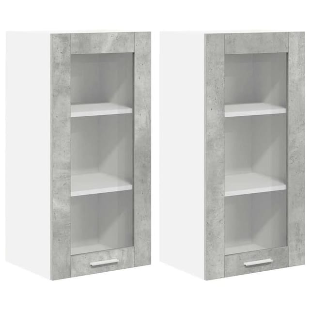 vidaXL Hängeschrank 2 Stk Beton Grau 40 x 31 x 80 cm Holzwerkstoff 884305