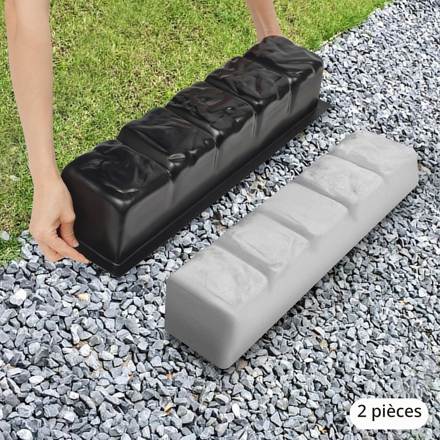 Betonform Für Gartenwege Pflasterung Gehweg Betonformen, Abs, Schwarz, 59,5 X 13,5 X 11 Cm, Modern, 2 Stück, Wiederverwendbar