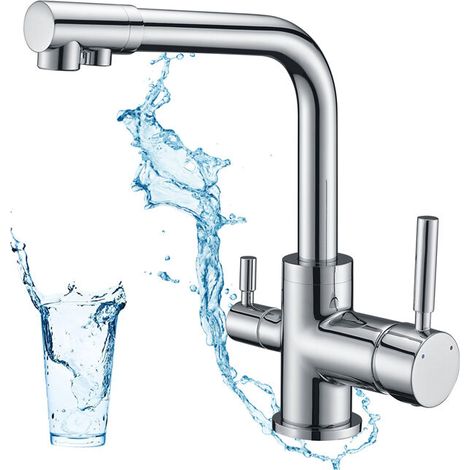 3-wege-küchenarmatur – 360°-schwenkarmatur Aus Antibakteriellem Messing – Leicht Zu Reinigende Chromoberfläche – Wasserfilterauslauf