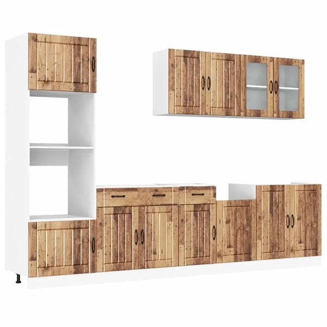 vidaXL 7 Tlg Küchenschrank-Set Kalmar Altholz-Optik Holzwerkstoff 3314749
