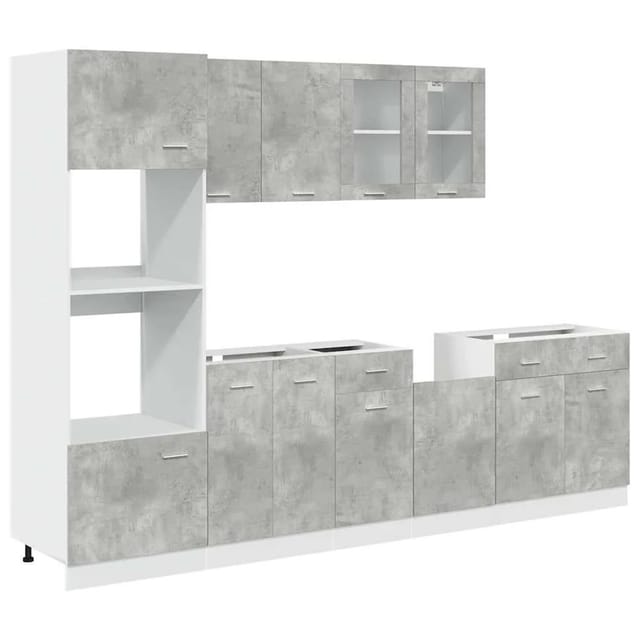 vidaXL 7 Tlg Küchenmöbel-Set Lyon Betongrau Holzwerkstoff 3324856