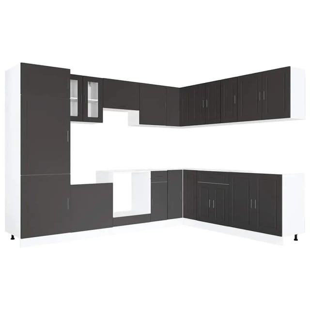 vidaXL 14 Tlg Küchenschrank-Set Porto Schwarz Holzwerkstoff 3314992