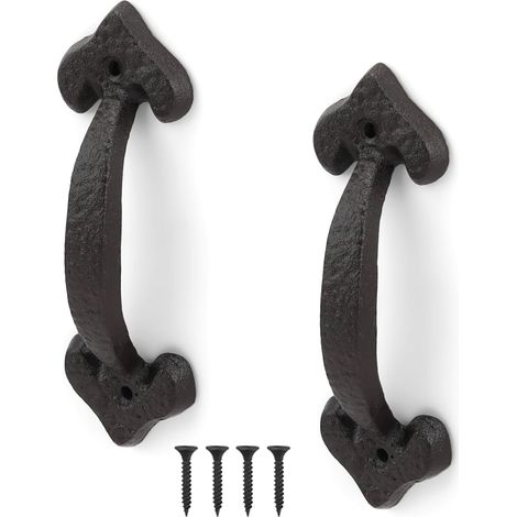 Stück Schwarzer Schiebetürgriff, Schmiedeeiserner Außentürgriff, 170 Mm Länge, Vintage-türgriff Mit Schrauben