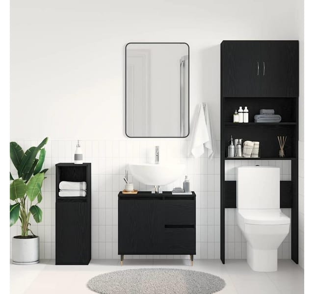 vidaXL Badezimmerschrank mit Tür Schwarz Eichen-Optik 65 x 33 x 60 cm 862890